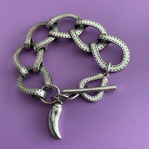 Beautiful Chunky Silver Horseshoe Toggle Bracelet